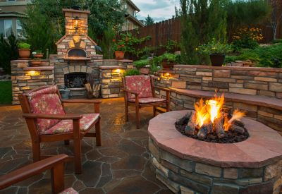 Outdoor Brick Fireplace