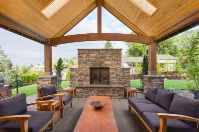 Outdoor Brick Fireplace Setup